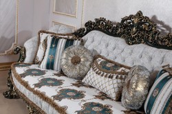 Casa Padrino canapé baroque de luxe blanc / multicolore / vert / or - Magnifique canapé de salon avec motif élégant - Mobilier baroque salon & hôtel - Noble & Magnifique