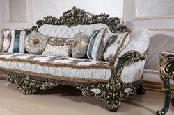 Casa Padrino canapé baroque de luxe blanc / multicolore / vert / or - Magnifique canapé de salon avec motif élégant - Mobilier baroque salon & hôtel - Noble & Magnifique