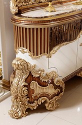 Casa Padrino luxury baroque furniture set white / brown / gold - 1 Baroque Sideboard with 4 Doors & 1 Baroque Wall Mirror - Handmade baroque furniture - Noble & Magnificent