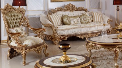 Casa Padrino Luxus Barock Sofa Weiß / Mehrfarbig / Braun / Gold - Prunkvolles Wohnzimmer Sofa mit elegantem Muster - Barock Wohnzimmer & Hotel Möbel - Edel & Prunkvoll