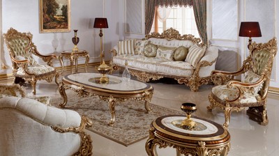 Casa Padrino Luxus Barock Sofa Weiß / Mehrfarbig / Braun / Gold - Prunkvolles Wohnzimmer Sofa mit elegantem Muster - Barock Wohnzimmer & Hotel Möbel - Edel & Prunkvoll
