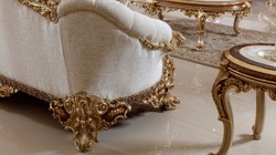 Casa Padrino sofá barroco de lujo blanco / multicolor / marrón / oro - Magnífico sofá de salón con patrón elegante - Muebles de salón y hotel barrocos - Noble y Magnífico