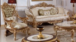 Casa Padrino sofá barroco de lujo blanco / multicolor / marrón / oro - Magnífico sofá de salón con patrón elegante - Muebles de salón y hotel barrocos - Noble y Magnífico