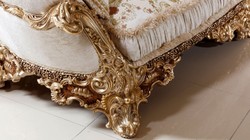 Casa Padrino sofá barroco de lujo blanco / multicolor / marrón / oro - Magnífico sofá de salón con patrón elegante - Muebles de salón y hotel barrocos - Noble y Magnífico