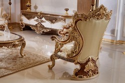 Casa Padrino luxury baroque armchair green / white / multicolored / brown / gold - Magnificent living room armchair with pattern - Baroque living room & hotel furniture - Noble & Magnificent
