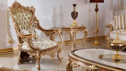 Casa Padrino luxury baroque armchair green / white / multicolored / brown / gold - Magnificent living room armchair with pattern - Baroque living room & hotel furniture - Noble & Magnificent
