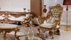 Casa Padrino luxury baroque armchair green / white / multicolored / brown / gold - Magnificent living room armchair with pattern - Baroque living room & hotel furniture - Noble & Magnificent
