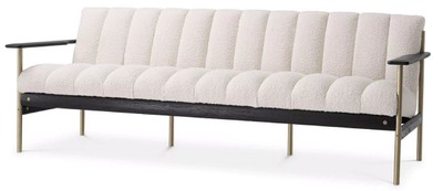 Casa Padrino divano da soggiorno di lusso crema / ottone / nero 200 x 78 x A. 73 cm - Divano da soggiorno moderno - Mobili da soggiorno e hotel di lusso - Qualità di Lusso