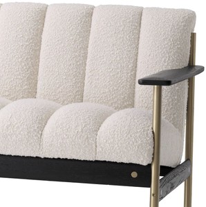 Casa Padrino Luxus Wohnzimmer Sofa Creme / Messing / Schwarz 200 x 78 x H. 73 cm - Modernes Wohnzimmer Sofa - Luxus Wohnzimmer & Hotel Möbel - Luxus Qualität