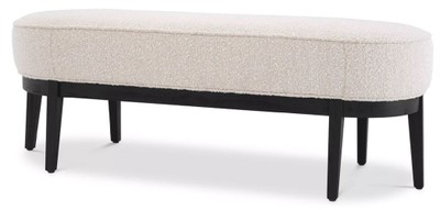 Casa Padrino panca di lusso crema / nero 132 x 45 x A. 47 cm - Panca da soggiorno imbottita - Mobili Soggiorno - Mobili Hotel - Collezione di Lusso