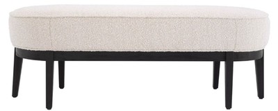 Casa Padrino Luxus Sitzbank Cremefarben / Schwarz 132 x 45 x H. 47 cm - Gepolsterte Wohnzimmer Bank - Wohnzimmer Möbel - Hotel Möbel - Luxus Kollektion