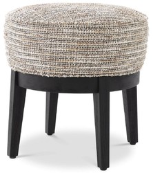 Runder Luxus Wohnzimmer Hocker Beige Schwarz Round Luxury Living Room Stool Beige Black