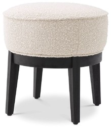 Casa Padrino luxury stool cream / black Ø 45.5 x H. 47 cm - Round living room stool - Modern round stool - Luxury Furniture