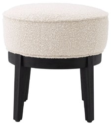 Casa Padrino luxury stool cream / black Ø 45.5 x H. 47 cm - Round living room stool - Modern round stool - Luxury Furniture
