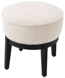 Casa Padrino luxury stool cream / black Ø 45.5 x H. 47 cm - Round living room stool - Modern round stool - Luxury Furniture