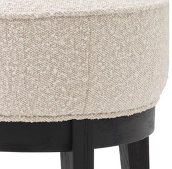 Casa Padrino luxury stool cream / black Ø 45.5 x H. 47 cm - Round living room stool - Modern round stool - Luxury Furniture