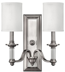 Casa Padrino lámpara de pared doble Art Nouveau plata / blanco 39,4 x 17,1 x A. 40 cm - Lámpara de pared elegante para hotel y restaurante - Lámparas de Pared Barrocos y Art Nouveau