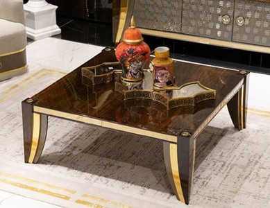 Luxus Couchtisch Wohnzimmertisch Braun Gold Luxury Coffee Table Living Room Table Brown Gold