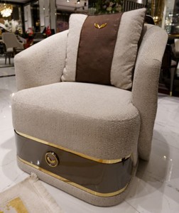 Luxus Wohnzimmer Hotel Sessel Grau Braun Gold Luxury Living Room Hotel Armchair Gray Brown Gold