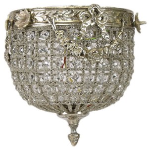 Casa Padrino baroque crystal ceiling lamp silver Ø 20 cm - Round ceiling lamp in baroque style - Baroque Lights - Noble and Magnificent