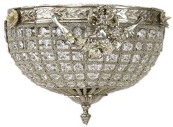 Casa Padrino lámpara de techo de cristal barroco plata Ø 30 cm - Lámpara de techo redonda de estilo barroco - Luces Barrocos - Noble y Magnífica