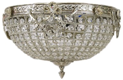 Casa Padrino baroque crystal ceiling lamp silver Ø 40 cm - Round ceiling lamp in baroque style - Baroque Lights - Noble and Magnificent