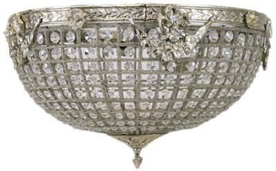 Casa Padrino baroque crystal ceiling lamp silver Ø 50 cm - Round ceiling lamp in baroque style - Baroque Lights - Noble and Magnificent