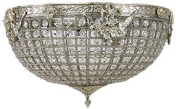 Casa Padrino baroque crystal ceiling lamp silver Ø 50 cm - Round ceiling lamp in baroque style - Baroque Lights - Noble and Magnificent