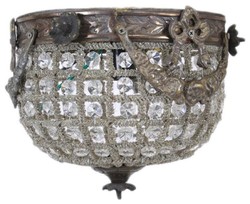 Casa Padrino lampada da soffitto in cristallo barocco ossidato Ø 20 cm - Lampada da soffitto rotonda in stile barocco - Luci Barocche - Nobile e Magnifica
