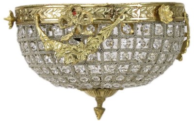 Casa Padrino baroque crystal ceiling lamp gold Ø 30 cm - Round ceiling lamp in baroque style - Baroque Lights - Noble and Magnificent