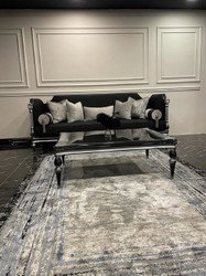 Luxus Barock Wohnzimmer Sofa Schwarz Silber Luxury Baroque Living Room Sofa Black Silver