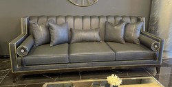 Luxus Art Deco Wohnzimmer Sofa Grau Schwarz Luxury Art Deco Living Room Sofa Gray Black