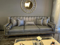 Luxus Art Deco Wohnzimmer Sofa Grau Schwarz Luxury Art Deco Living Room Sofa Gray Black