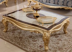 Casa Padrino table basse baroque de luxe blanc / marron / or - Magnifique table de salon en bois massif de style baroque - Meuble de salon baroque - Noble & Magnifique
