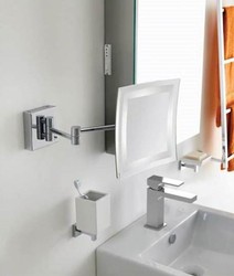 Casa Padrino luxury LED cosmetic mirror silver 22 x 39 x H. 22 cm - Adjustable vanity wall mirror - Chrome plated bathroom make-up mirror - Luxury bathroom accessories