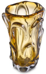 Casa Padrino vase en verre de luxe jaune Ø 20 x H. 31 cm - Vase fleuri décoratif moderne - Objets Déco - Collection de Luxe