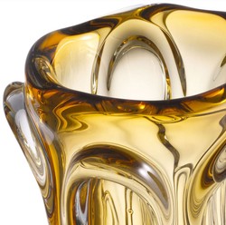 Casa Padrino vase en verre de luxe jaune Ø 20 x H. 31 cm - Vase fleuri décoratif moderne - Objets Déco - Collection de Luxe