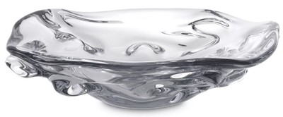 Casa Padrino cuenco de vidrio de lujo transparente Ø 34 x A. 8 cm - Frutero decorativo de vidrio soplado a mano - Accesorios decorativos de vidrio - Colección de Lujo