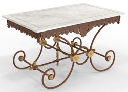 Jugendstil Schmiedeeisen Garten Terrassen Braun Art Nouveau Wrought Iron Garden Patio Table Brown