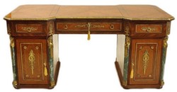 Casa Padrino scrivania in legno massello barocco marrone / verde / oro - Magnifico tavolo da ufficio in stile barocco - Mobili per ufficio barocchi fatti a mano