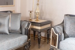 Casa Padrino tavolino barocco di lusso beige / nero / oro - Magnifico tavolo in legno massello in stile barocco - Mobili soggiorno barocco - Nobile e Magnifico