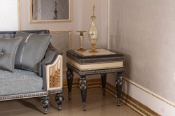 Casa Padrino tavolino barocco di lusso beige / nero / oro - Magnifico tavolo in legno massello in stile barocco - Mobili soggiorno barocco - Nobile e Magnifico