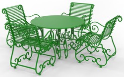 Jugendstil Schmiedeeisen Garten Terrassen Möbel Set Grün Art Nouveau Wrought Iron Garden Patio Furniture Set Green