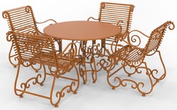 Jugendstil Schmiedeeisen Garten Terrassen Möbel Set Hellbraun Art Nouveau Wrought Iron Garden Patio Furniture Set Light Brown