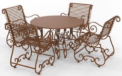 Casa Padrino Art Nouveau Wrought Iron Garden Furniture Set - Various Colors - 1 Round Garden Table & 4 Garden Chairs with Armrests - Art Nouveau Wrought Iron Garden & Patio Furniture