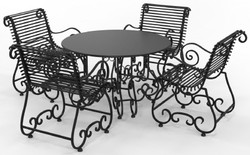 Jugendstil Schmiedeeisen Garten Terrassen Möbel Set Schwarz Art Nouveau Wrought Iron Garden Patio Furniture Set Black