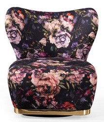 Casa Padrino sillón de lujo negro / multicolor / oro - Sillón de salón moderno con motivo de flores - Muebles de salón modernos - Colección de Lujo