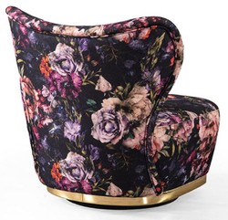 Casa Padrino sillón de lujo negro / multicolor / oro - Sillón de salón moderno con motivo de flores - Muebles de salón modernos - Colección de Lujo
