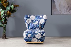 Casa Padrino fauteuil de luxe bleu / multicolore / or - Fauteuil de salon moderne avec motif floral - Mobilier de salon moderne - Collection de Luxe