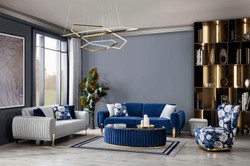 Casa Padrino fauteuil de luxe bleu / multicolore / or - Fauteuil de salon moderne avec motif floral - Mobilier de salon moderne - Collection de Luxe